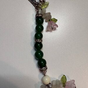 Elegant Green and Pink flower Keychain